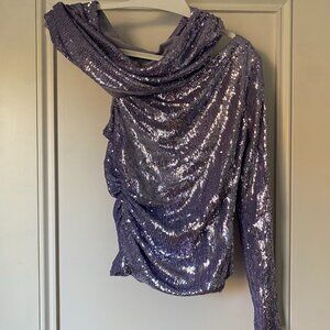 Halston Purple Sequin Top